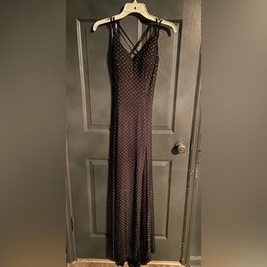 Windsor Black jeweled Backless Prom Dress with a leg slit size 0